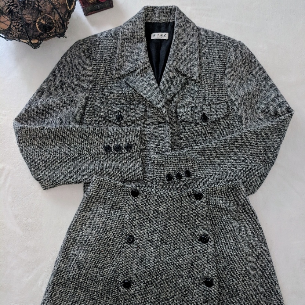 BCBG Paris Vintage 2pc Wool Set Blazer 6 Skirt 4